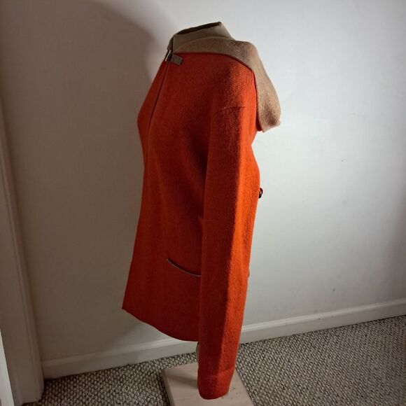 A•IDA sweater women's large L orange tan wool blend italian designer cozy winter - Picture 6 of 14